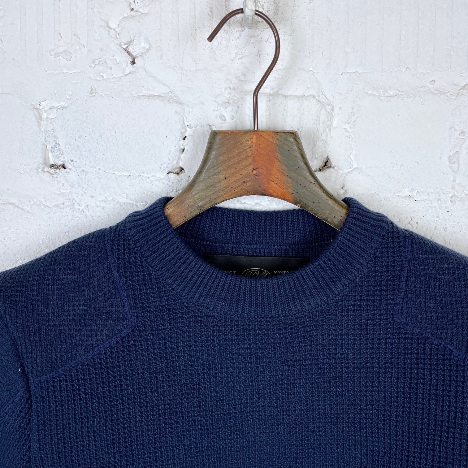 addict clothes | acv-kn01 padded waffle cotton knit ink blue - Image 4