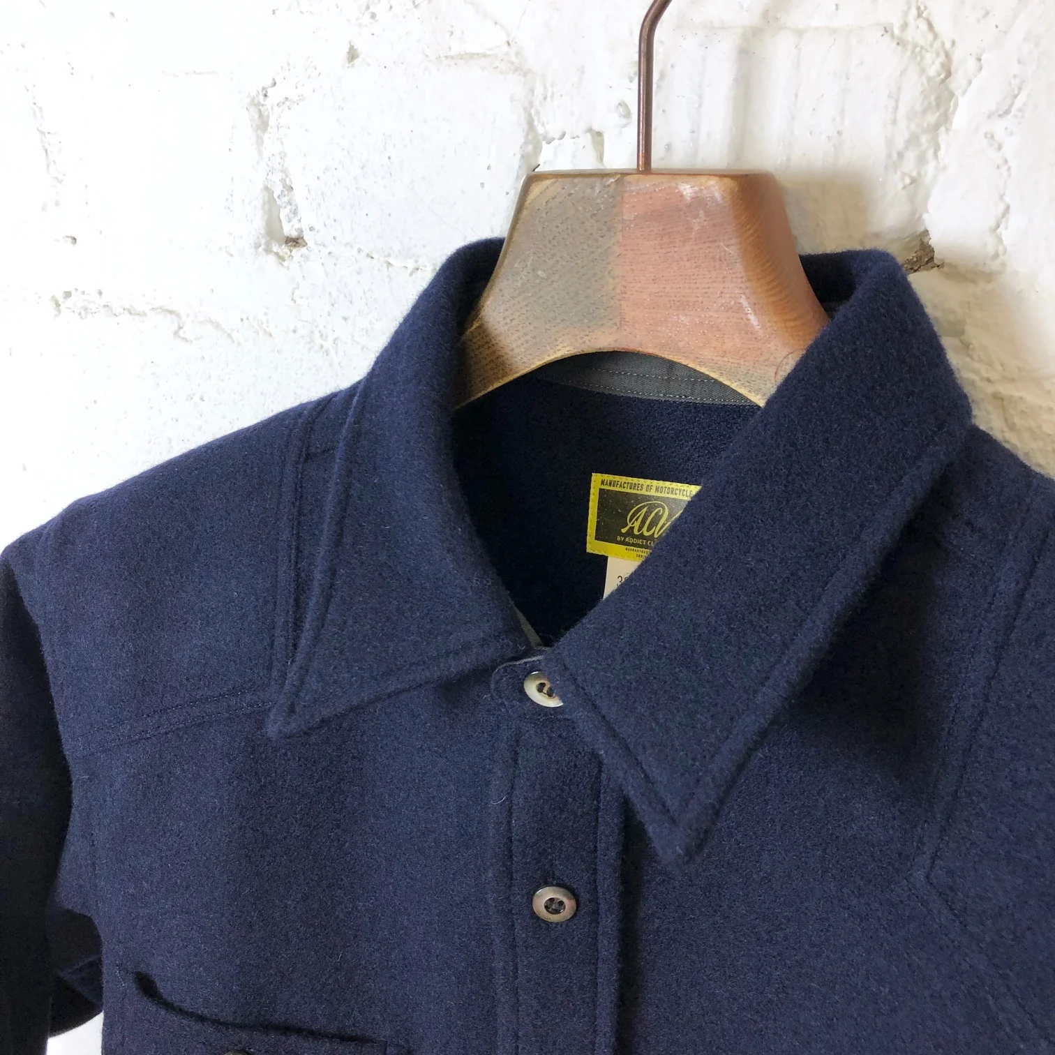 addict clothes | acv-sh01 padded wool shirt navy - Image 4