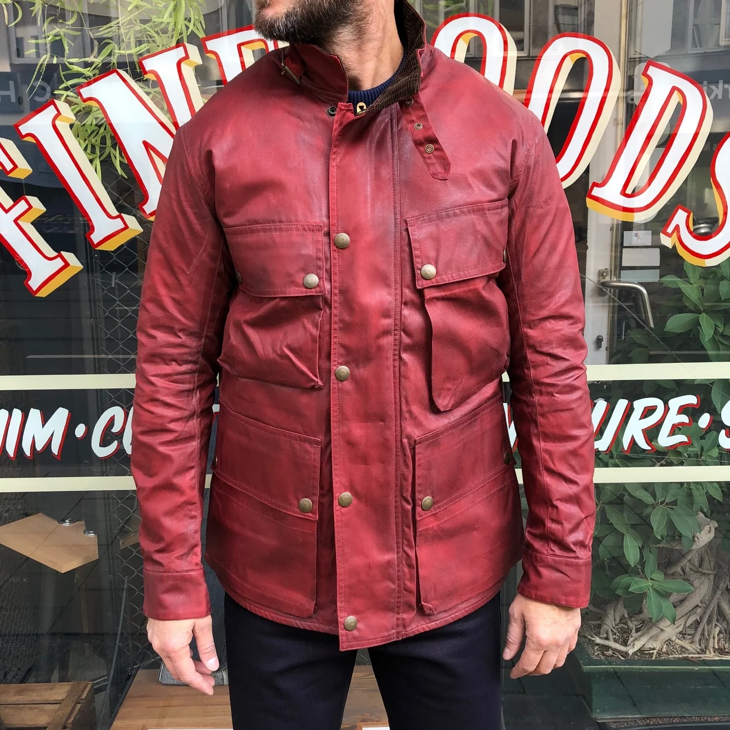 addict clothes | acv-wx02-19a waxed bmc jacket red - Image 3
