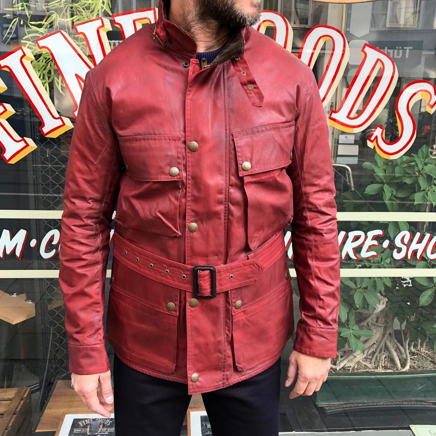 addict clothes | acv-wx02-19a waxed bmc jacket red - Image 4