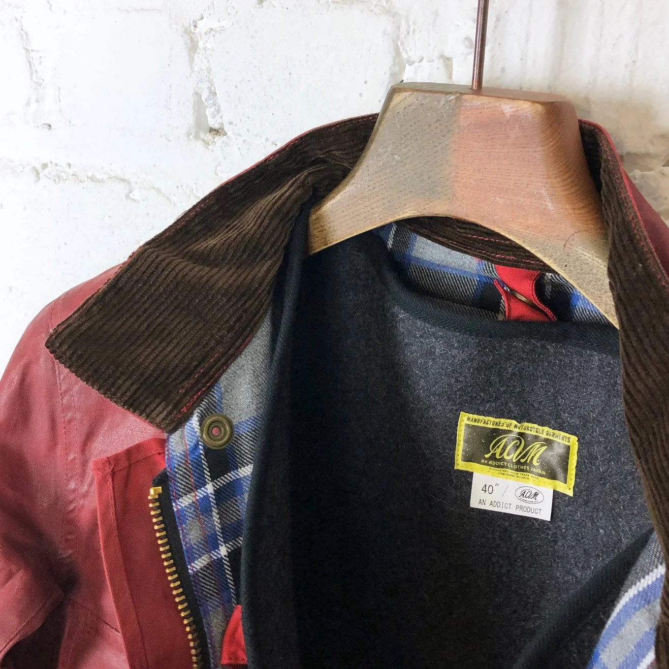 addict clothes | acv-wx02-19a waxed bmc jacket red - Image 7