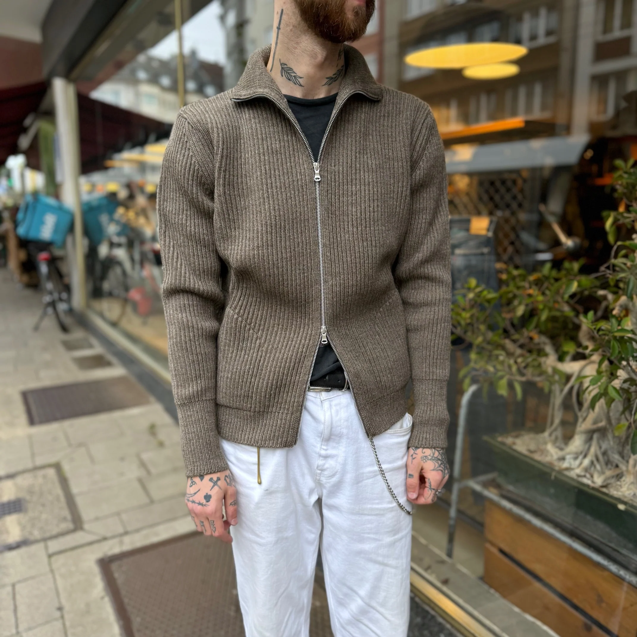 andersen-andersen | navy full-zip pockets natural taupe - Image 3