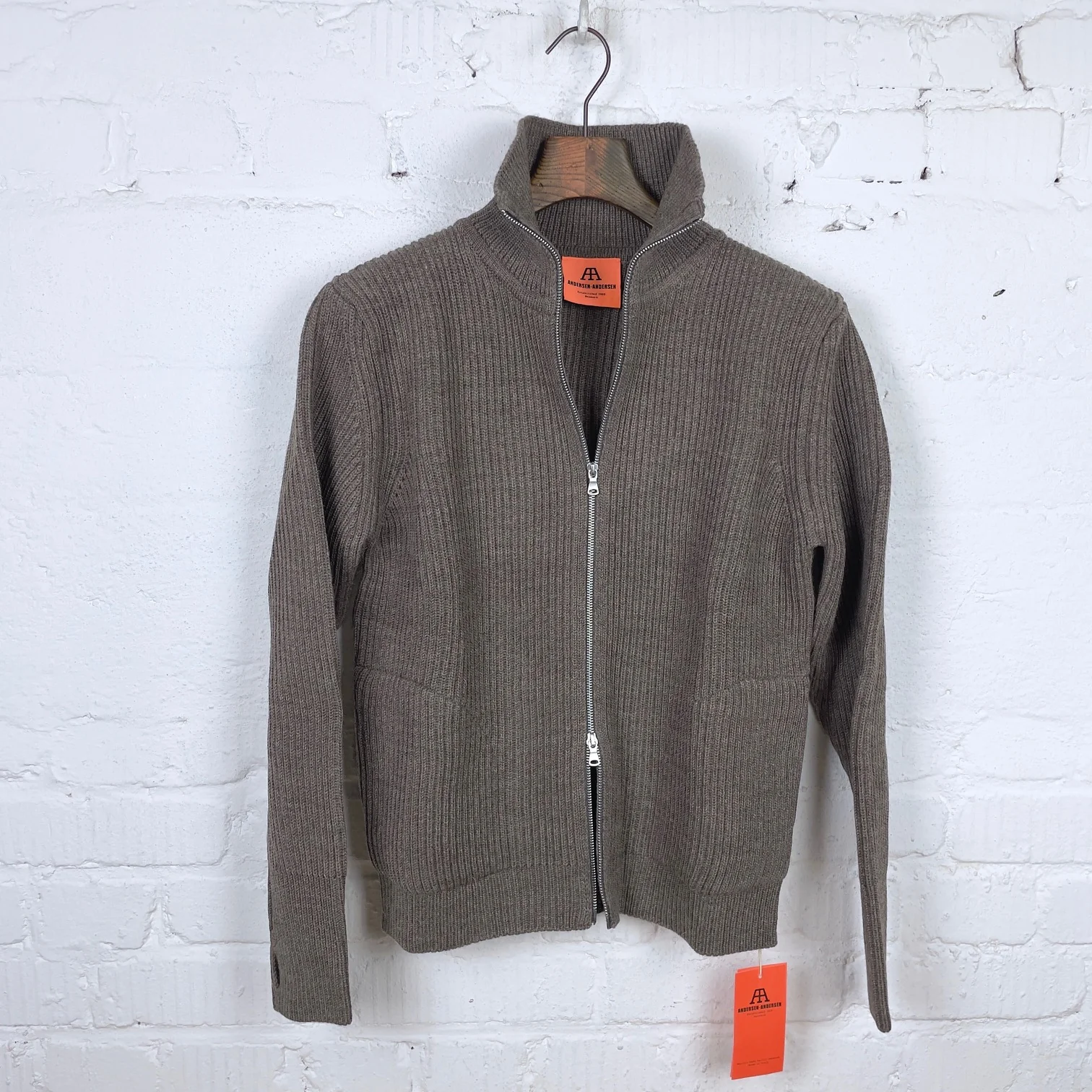 andersen-andersen | navy full-zip pockets natural taupe - Image 5