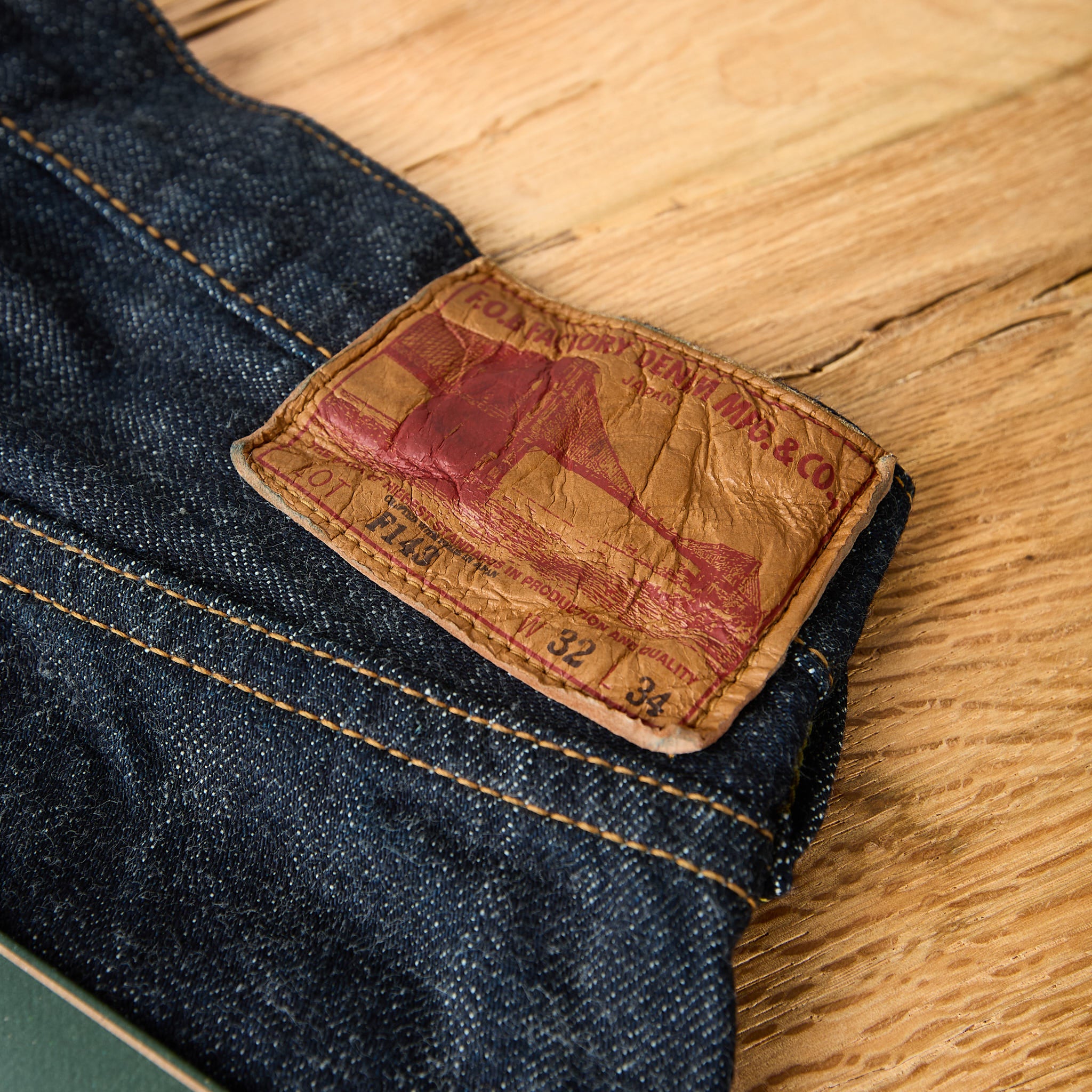 fob factory | f143 14oz selvedge straight 5p rinsed - indigo - Image 4