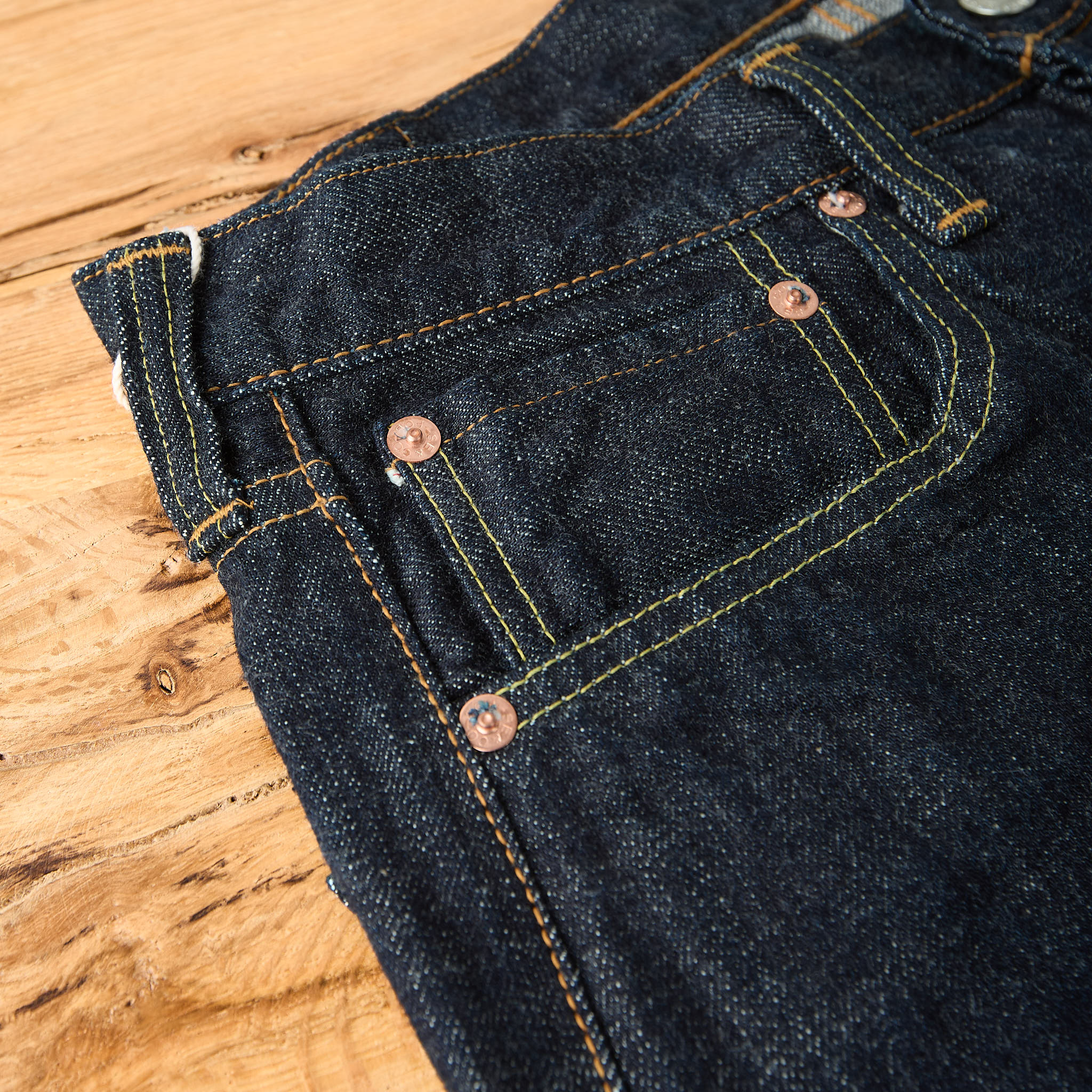 fob factory | f143 14oz selvedge straight 5p rinsed - indigo - Image 5