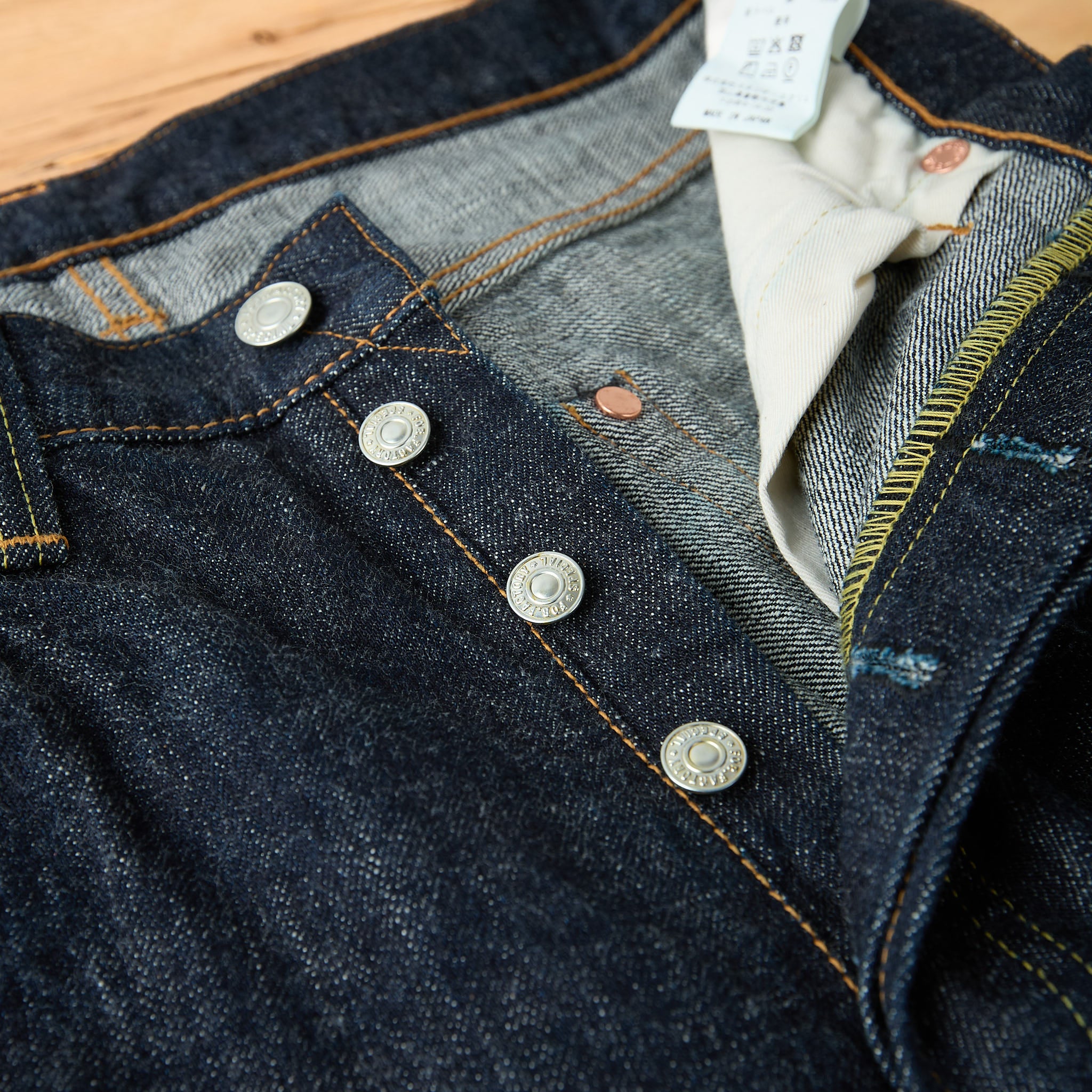 fob factory | f143 14oz selvedge straight 5p rinsed - indigo - Image 6