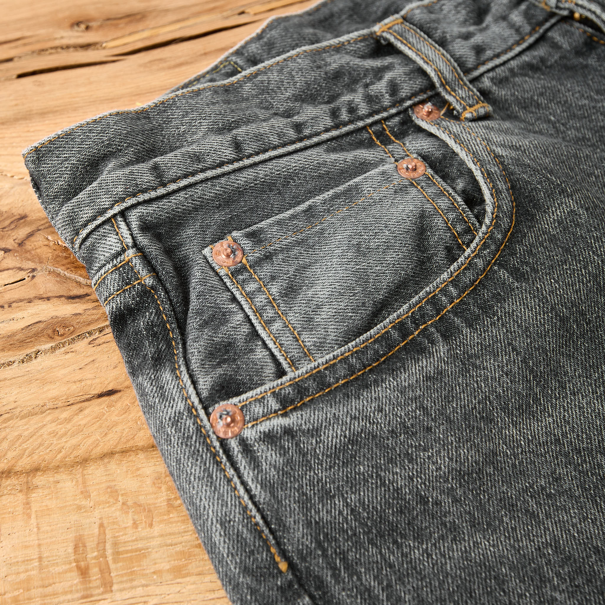 fob factory | f160 66 selvedge denim 5p used wash  - black - Image 5