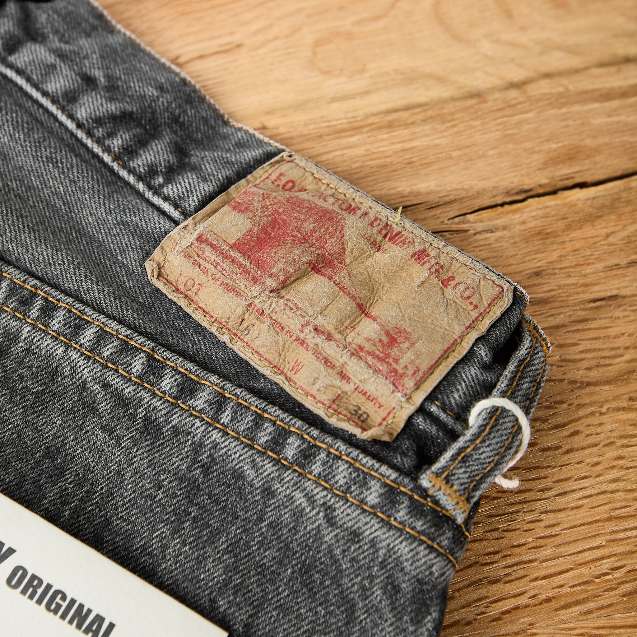 fob factory | f160 66 selvedge denim 5p used wash  - black - Image 6