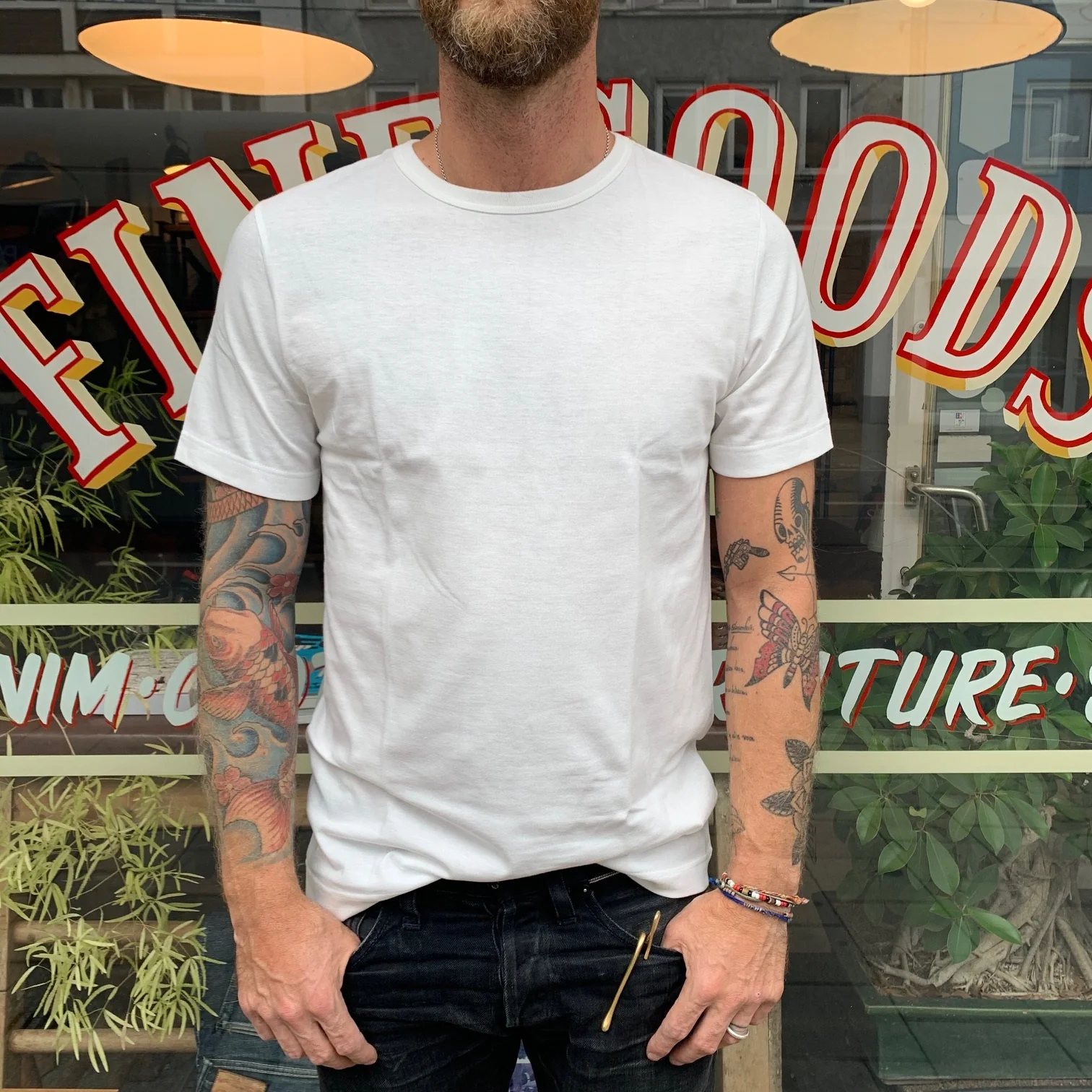 merz b. schwanen | 1950s crew neck tee white - Image 3