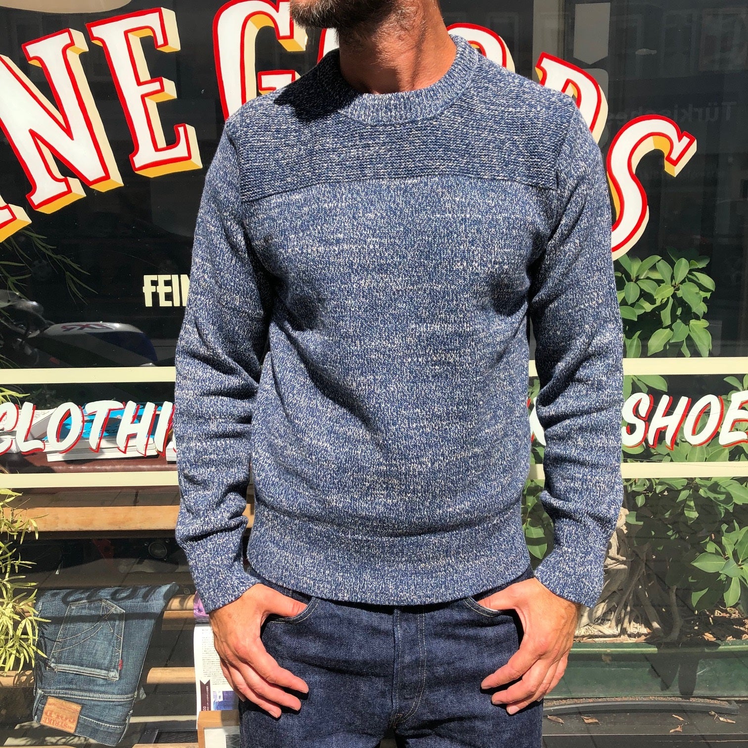rrl | indigo cotton crewneck jumper - Image 3
