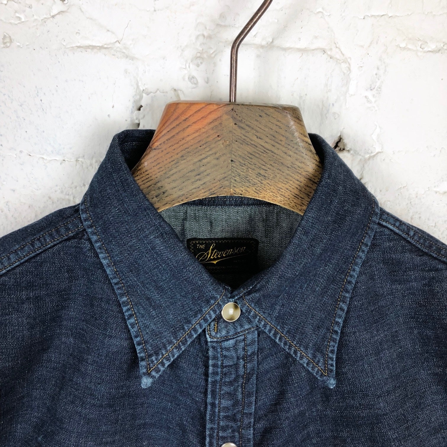 stevenson overall co. | cody denim shirt faded indigo 6.5oz - Image 4