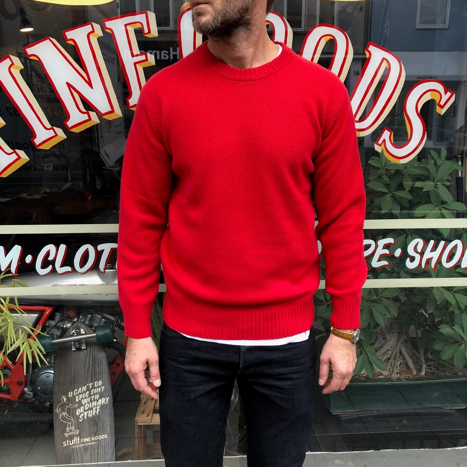 the real mccoy's | wool crewneck sweater red - Image 4