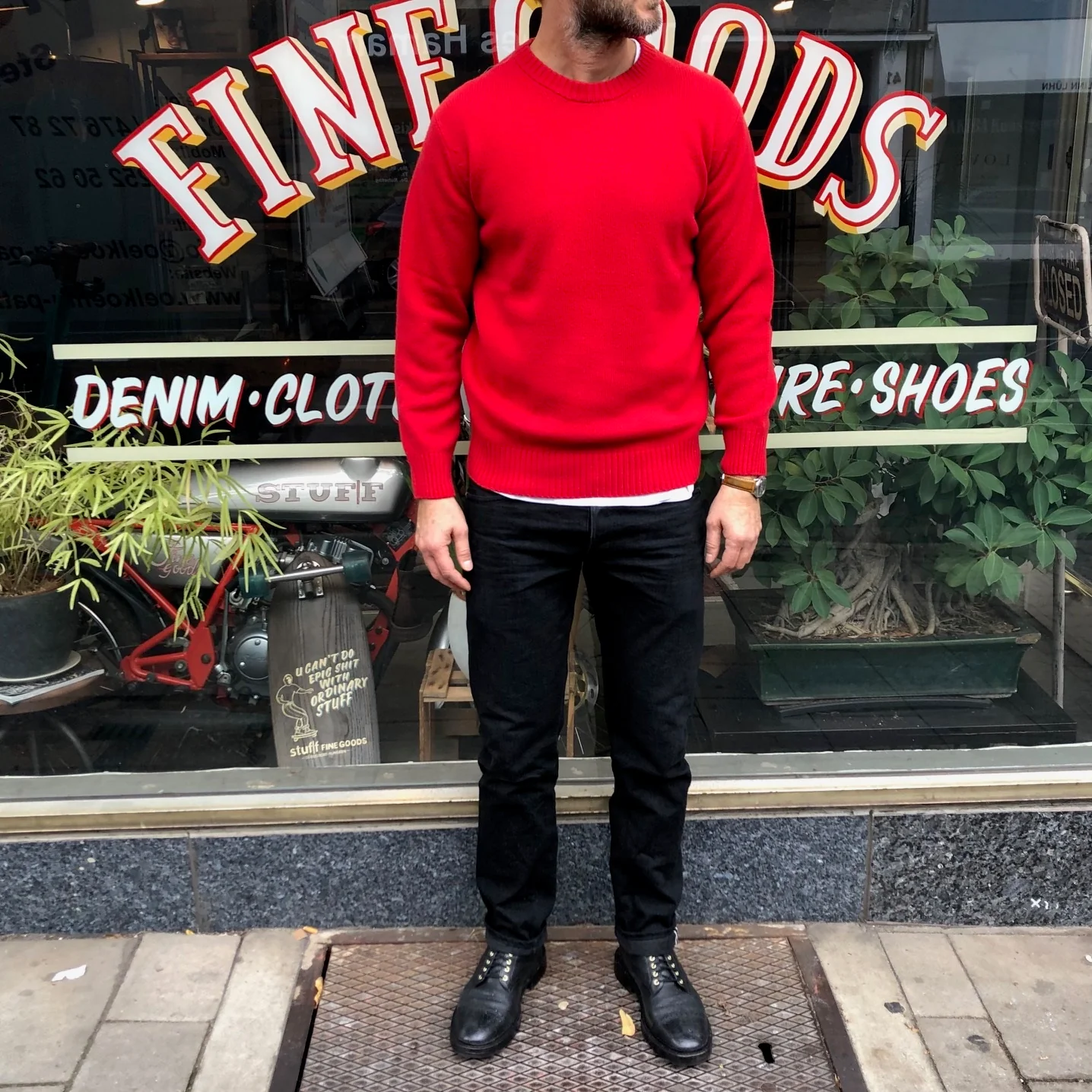 the real mccoy's | wool crewneck sweater red - Image 5