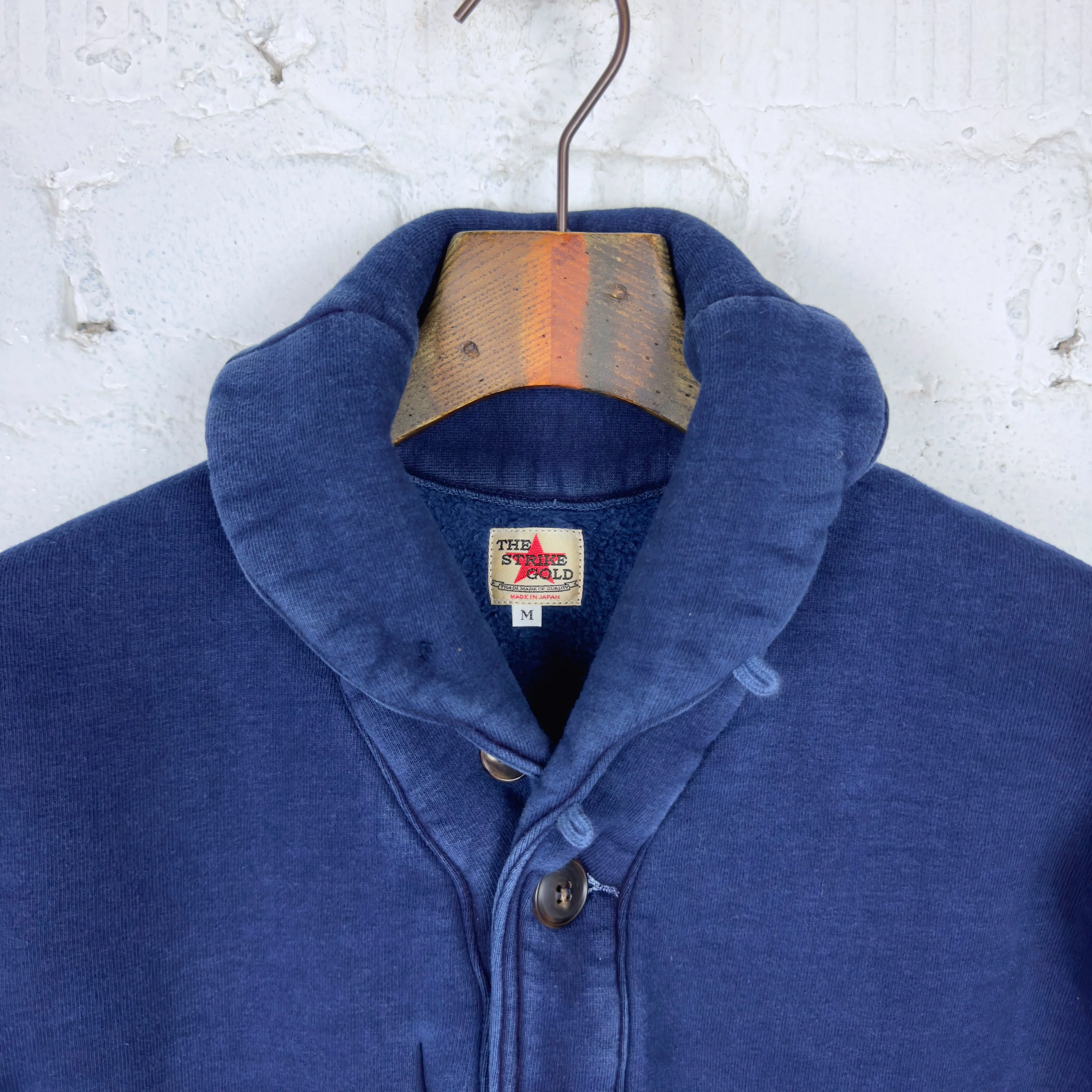 the strike gold | sgc010id indigo dyed loopwheel shawl collar cardigan - Image 3